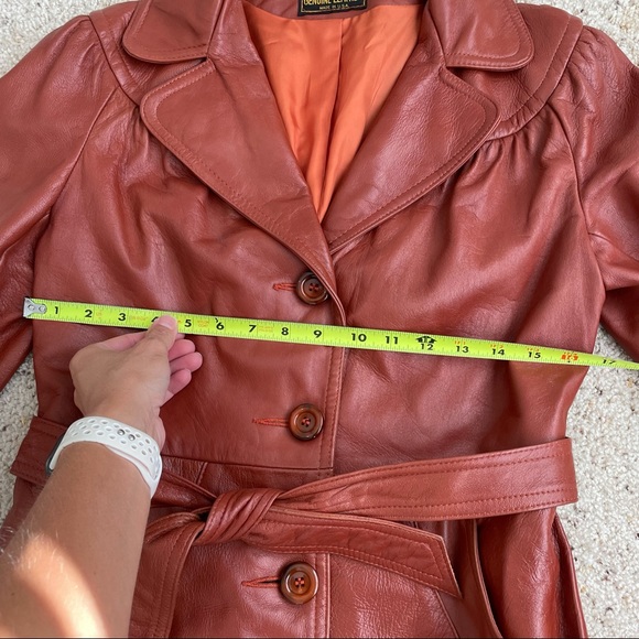 Vintage genuine leather rust trench coat women’s - Picture 6 of 13